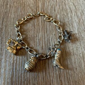 Vintage 1970s AVON western charm bracelet w/ boot, owl, rotary phone, horse